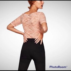 ZARA woman’s pink lace bodysuit